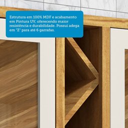 Armário Aéreo de Cozinha 120cm 3 Portas com Vidro Reflecta 100% Mdf Barbados Espresso Móveis - 6