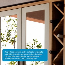 Armário Aéreo de Cozinha 120cm 3 Portas com Vidro Reflecta 100% Mdf Barbados Espresso Móveis - 8