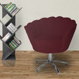 Poltrona Decorativa Pétala Base Giratória Metal Suede Marsala Mz Decor - 4