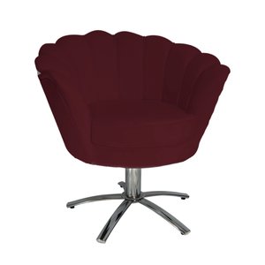 Poltrona Decorativa Pétala Base Giratória Metal Suede Marsala Mz Decor