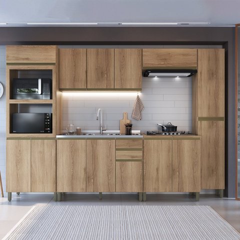 Cozinha Modulada Torre Quente 6 Peças Montreal Amarelo/Castani