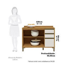 Balcão de Cozinha 120cm 2 Portas e 3 Gavetas com Tampo 100% Mdf Barbados Espresso Móveis - 5