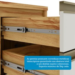 Balcão de Cozinha 120cm 2 Portas e 3 Gavetas com Tampo 100% Mdf Barbados Espresso Móveis - 10