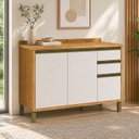 Ver imagem 1 de Balcão de Cozinha 120cm 2 Portas e 3 Gavetas com Tampo 100% MDF Barbados Espresso Móveis Bege/Amêndoa/Off White