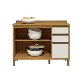 Balcão de Cozinha 120cm 2 Portas e 3 Gavetas com Tampo 100% Mdf Barbados Espresso Móveis - 3