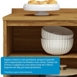 Balcão de Cozinha 120cm 2 Portas e 3 Gavetas com Tampo 100% Mdf Barbados Espresso Móveis - 9