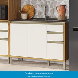 Balcão de Cozinha 120cm 2 Portas e 3 Gavetas com Tampo 100% Mdf Barbados Espresso Móveis - 7