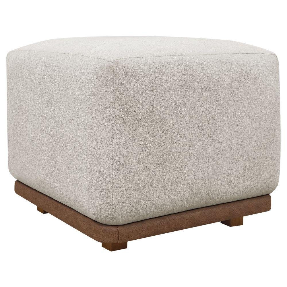 Puff Decorativo para Sala Dalilla Persa Bege Bouclé | MadeiraMadeira
