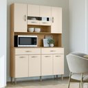 Ver imagem 1 de Armário de Cozinha Compacto 8 Portas 2 Gavetass com Nicho Vogue Kits Paraná - Freijo e Soft