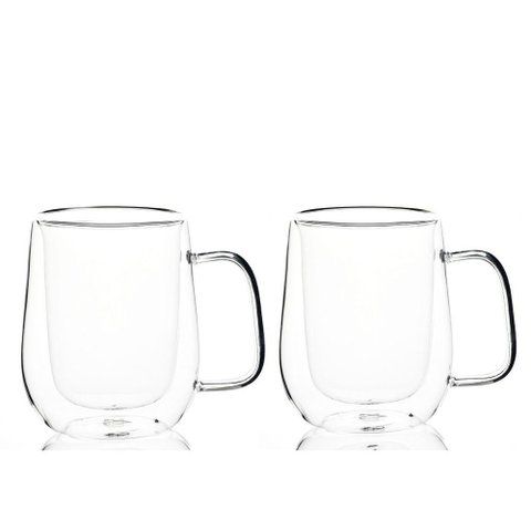 Conjunto 2 Copos com Alça Parede Dupla 350ml Borossilicato