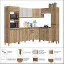Ver imagem 6 de Cozinha Modulada de Canto Torre Quente Balcão com Tampo 120cm 8 Peças Montreal Amarelo/Castani/Off-White