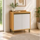 Ver imagem 1 de Balcão de Cozinha 80cm 2 Portas com Tampo 100% MDF Barbados Espresso Móveis Bege/Amêndoa/Off White