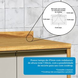 Balcão de Cozinha 80cm 2 Portas com Tampo 100% Mdf Barbados Espresso Móveis - 8