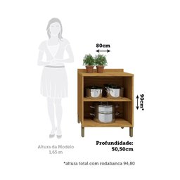 Balcão de Cozinha 80cm 2 Portas com Tampo 100% Mdf Barbados Espresso Móveis - 5