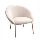 Ver imagem 2 de Poltrona Arredondada com Encosto Braços em Conchas e Base Fixa Metal Coccinella Espresso Móveis Bege Claro/Cobre