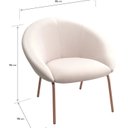 Ver imagem 3 de Poltrona Arredondada com Encosto Braços em Conchas e Base Fixa Metal Coccinella Espresso Móveis Bege Claro/Cobre