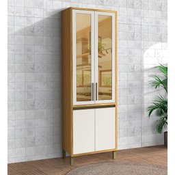 Paneleiro 70cm Duplo com 4 Portas e Vidro Reflecta 100% Mdf Barbados Espresso Móveis - 2
