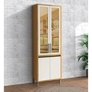 Paneleiro 70cm Duplo com 4 Portas e Vidro Reflecta 100% Mdf Barbados Espresso Móveis