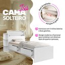 Ver imagem 2 de Cama Isa Solteiro Branco com Baú na Cabeceira + Colchão