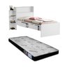 Cama Isa Solteiro Branco com Baú na Cabeceira + Colchão - 1