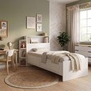 Ver imagem 1 de Cama Isa Solteiro Branco com Baú na Cabeceira + Colchão