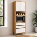 Ver imagem 1 de Paneleiro 70cm 3 Portas e 2 Gavetas com Espaço para Micro-Ondas 100% MDF Barbados Espresso Móveis Be