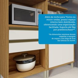 Paneleiro 70cm 3 Portas e 2 Gavetas com Espaço para Micro-ondas 100% Mdf Barbados Espresso Móveis - 7