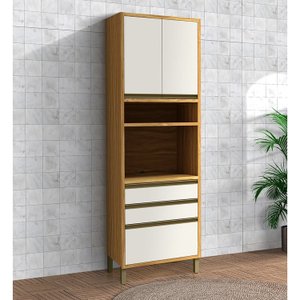 Paneleiro 70cm 3 Portas e 2 Gavetas com Espaço para Micro-ondas 100% Mdf Barbados Espresso Móveis
