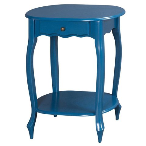 Mesa de Apoio Antique Oval Pés Luiz Xv Azul