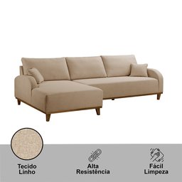 Sofá Albano Linho 300cm Chaise Lado Esquerdo Meu Sofá Online - 6