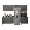 Ver imagem 2 de Cozinha Completa Modulada Paneleiro Microondas 4 Peças 100% MDF Angelita Cinza/Bianco Tok/Chumbo