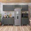 Ver imagem 1 de Cozinha Completa Modulada Paneleiro Microondas 4 Peças 100% MDF Angelita Cinza/Bianco Tok/Chumbo