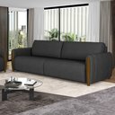 Ver imagem 2 de Sofá 3 Lugares 223cm Pés Madeira Amaranto M22 PU Preto - Mpozenato