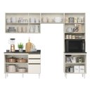 Ver imagem 4 de Cozinha Completa Modulada Paneleiro Microondas 4 Peças 100% MDF Angelita Branco/Bianco Tok/Off White Cetim