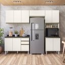 Ver imagem 1 de Cozinha Completa Modulada Paneleiro Microondas 4 Peças 100% MDF Angelita Branco/Bianco Tok/Off White Cetim