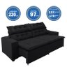 Sofá Concept 2,20 metros Retrátil e reclinável com Molas Suede Light Preto -Sofá na Web - 3