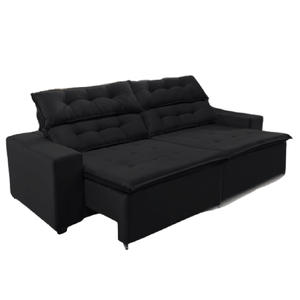 Sofá Concept 2,20 metros Retrátil e reclinável com Molas Suede Light Preto -Sofá na Web