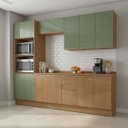 Ver imagem 1 de Cozinha Completa 5 Peças com Torre Quente e Balcões com Tampo Vibra 270 x 230cm Canela/Verde Pistache