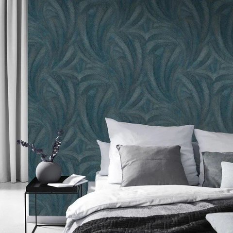 Papel de Parede Bavária Folhas Azul Petróleo Bv10476-19