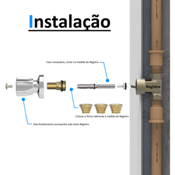 Kit Reparo Salva Registro Pressão Chuveiro 7x1 Universal C50:Amarelo/Cromado - 3