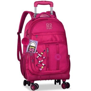 Mochila Escolar de Rodinhas 360 Rebecca Bonbon Beaded Fun Rb27420 Rosa