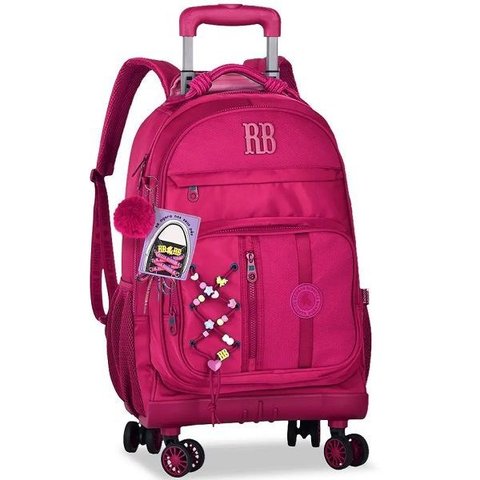 Mochila Escolar de Rodinhas 360 Rebecca Bonbon Beaded Fun Rb27420 Rosa