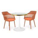Ver imagem 1 de Conjunto Mesa de Jantar Redonda Majestic 70cm Branca com 2 Cadeiras Estofadas Marcela - Marrom
