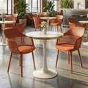 Ver imagem 2 de Conjunto Mesa de Jantar Redonda Majestic 70cm Branca com 2 Cadeiras Estofadas Marcela - Marrom