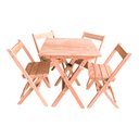 Ver imagem 2 de Kit 2 Conjuntos Mesa Dobrável 60x60cm com 4 Cadeiras em Madeira Maciça - Cru