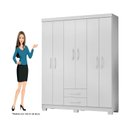 Ver imagem 5 de Guarda-Roupa Casal 6 Portas 2 Gavetas e Cômoda Sapateira 4 Gavetas Itapema Branco