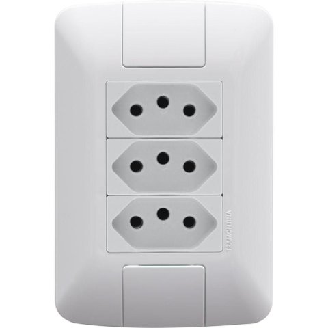 Conjunto 4x2 com 3 Tomadas 2P+T 20 a 250 V Tramontina Aria Branco