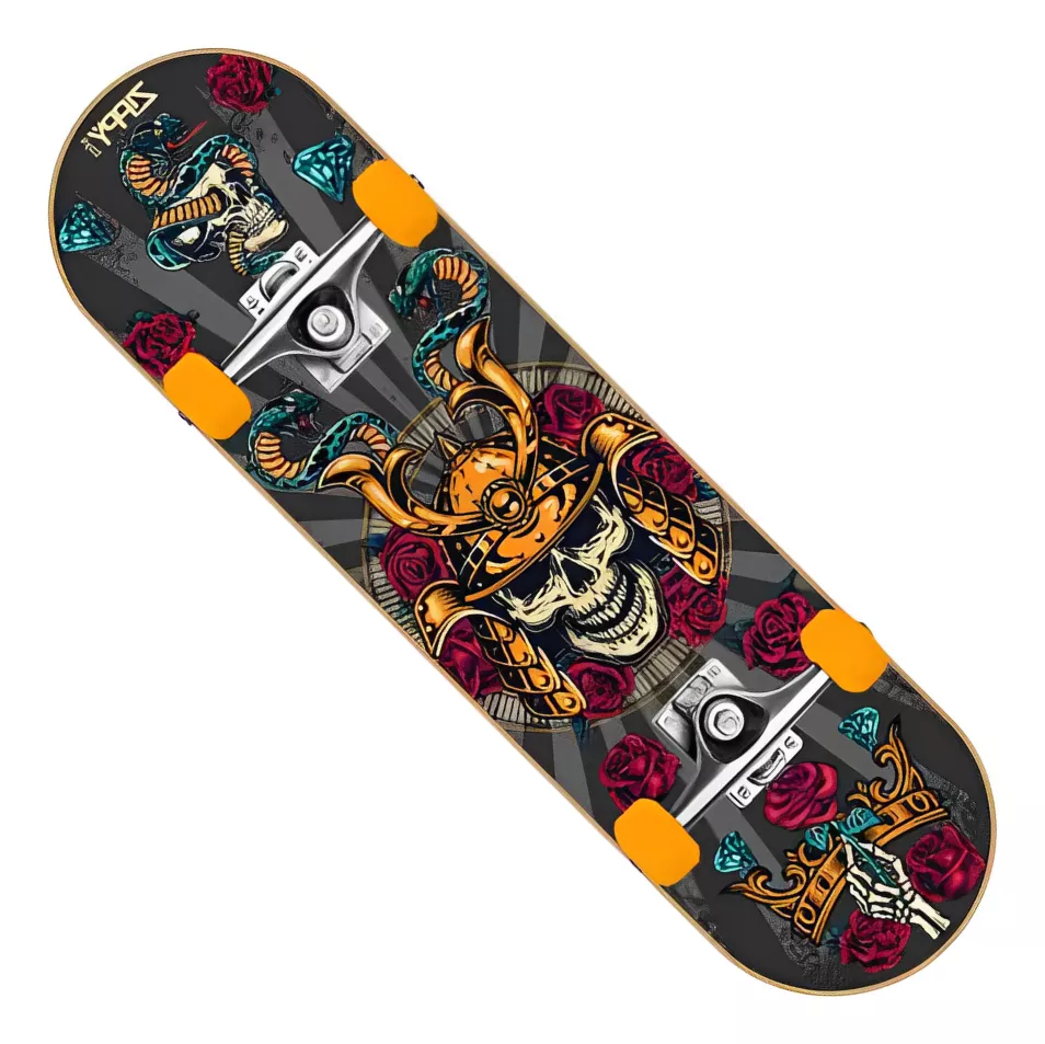 Skate Iniciante Semi Profissional Infantil Zippy Toys Shape Estampado Caveira Skateboard Radical