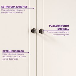 Quarto de Bebê Completo 1 Berço 1 Cômoda e 1 Guarda Roupa 4 Portas Baby Ananda Casatema - 9