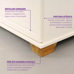 Quarto de Bebê Completo 1 Berço 1 Cômoda e 1 Guarda Roupa 4 Portas Baby Ananda Casatema - 14